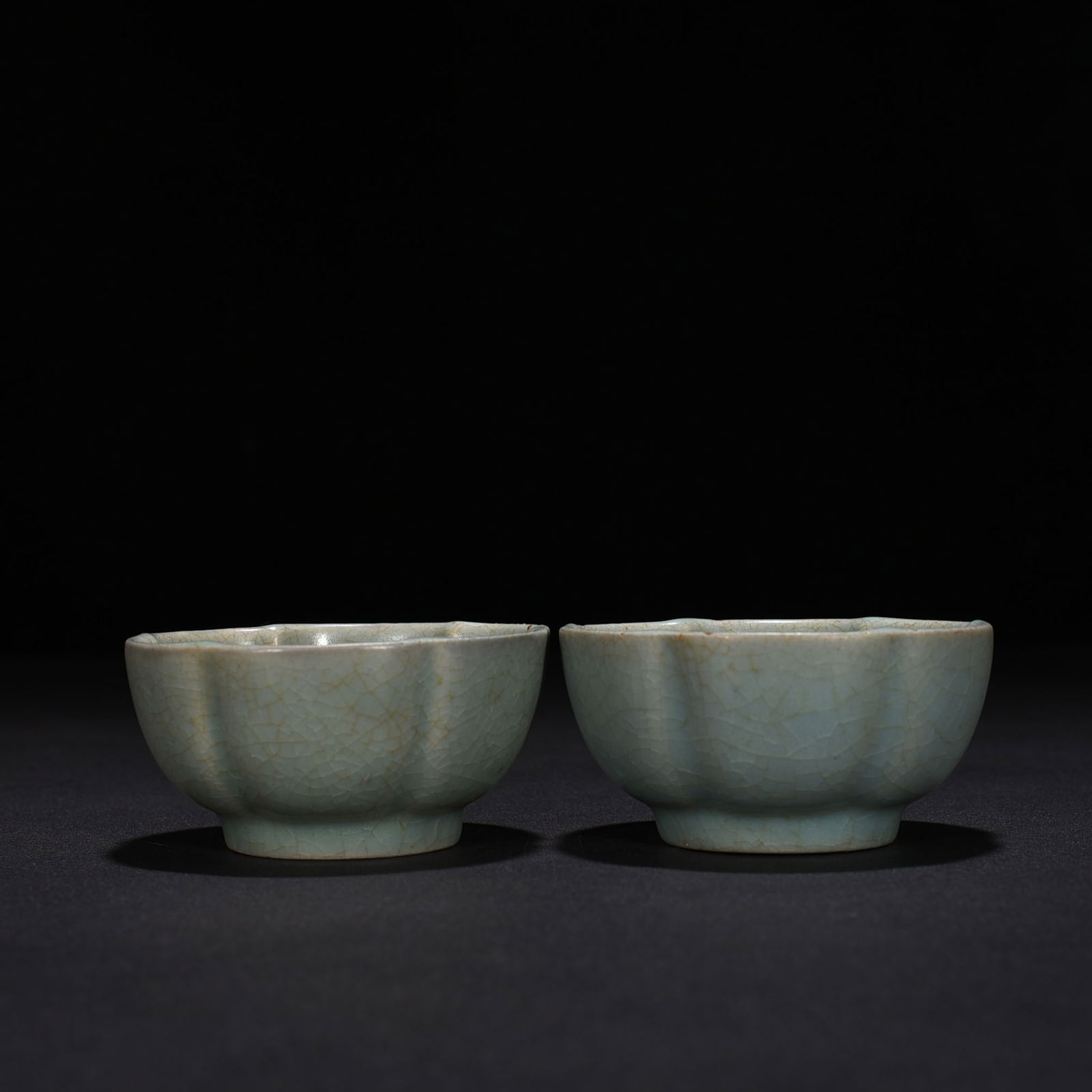Song Dynasty Ru kiln azure glazed melon cups (1 of 6)