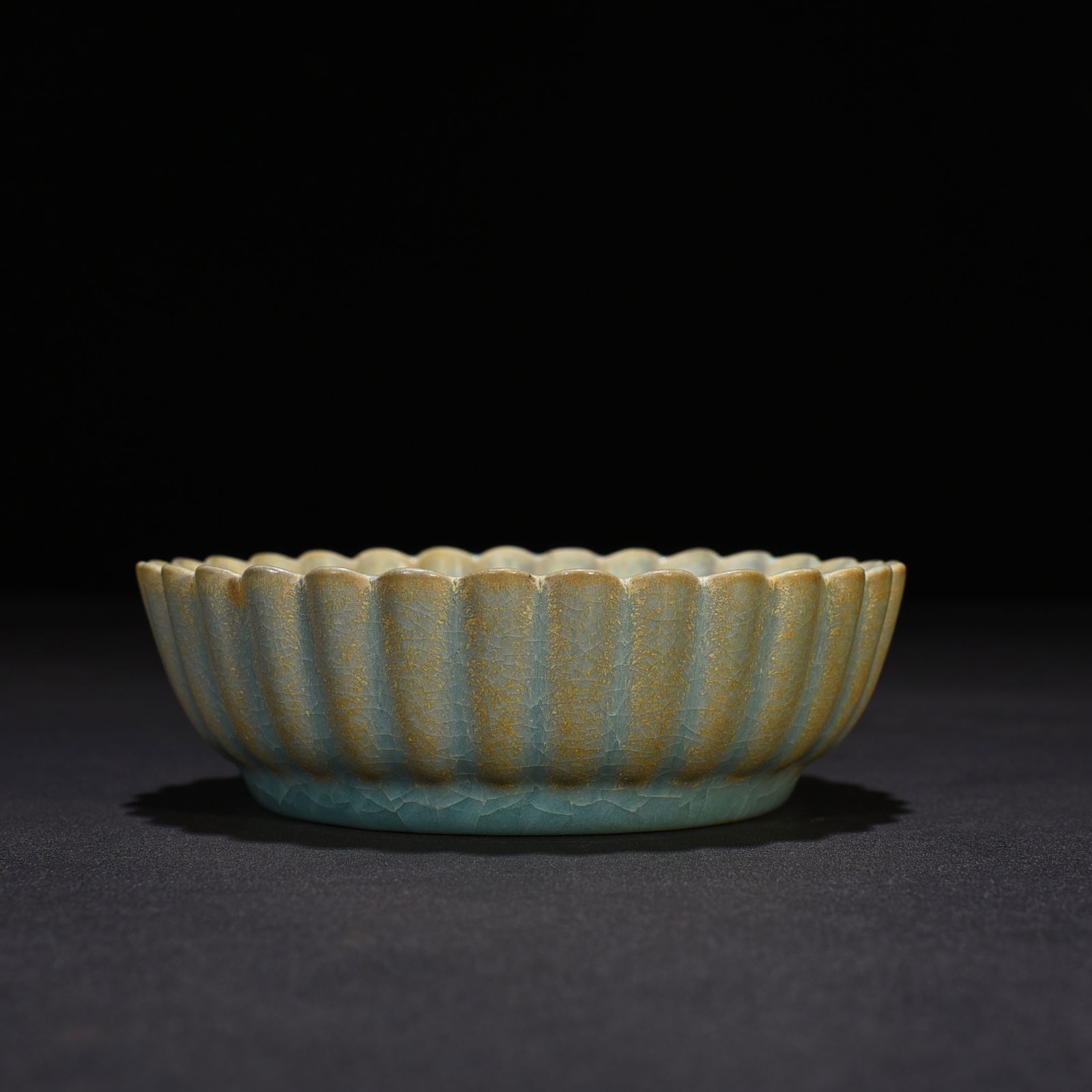 Song Dynasty Ru kiln azure glaze chrysanthemum petal washer: Size: Width 13 cm - Height 4 cm Materials: Porcelain Time Period: Song dynasty Manufactured Date: 10th-c Period Object: Chinese Antique ⛨ Purchase With Confidence ✔ Verified Auction
