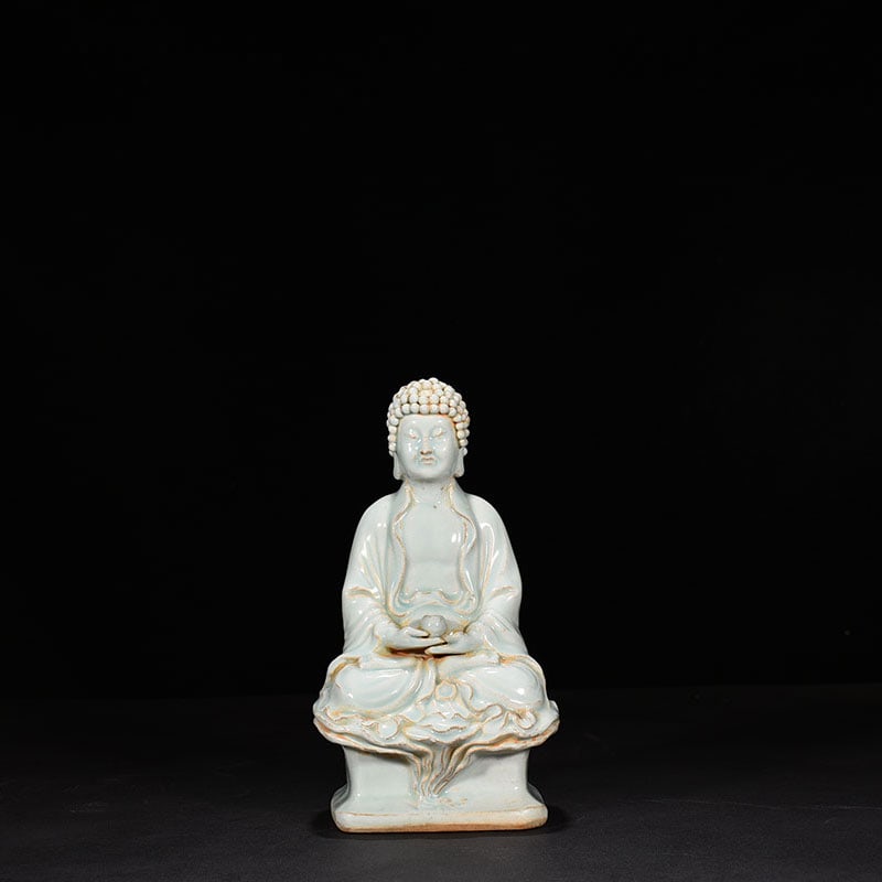 Chinese Pink-green glaze Buddha statue from Hutian kiln Song Dynasty: Size: Height 27 cm - Width 13 cm Materials: Porcelain Time Period: Song dynasty Manufactured Date: 10th-c Object: Chinese Antique ⛨ Purchase With Confidence ✔ Verified Auction House