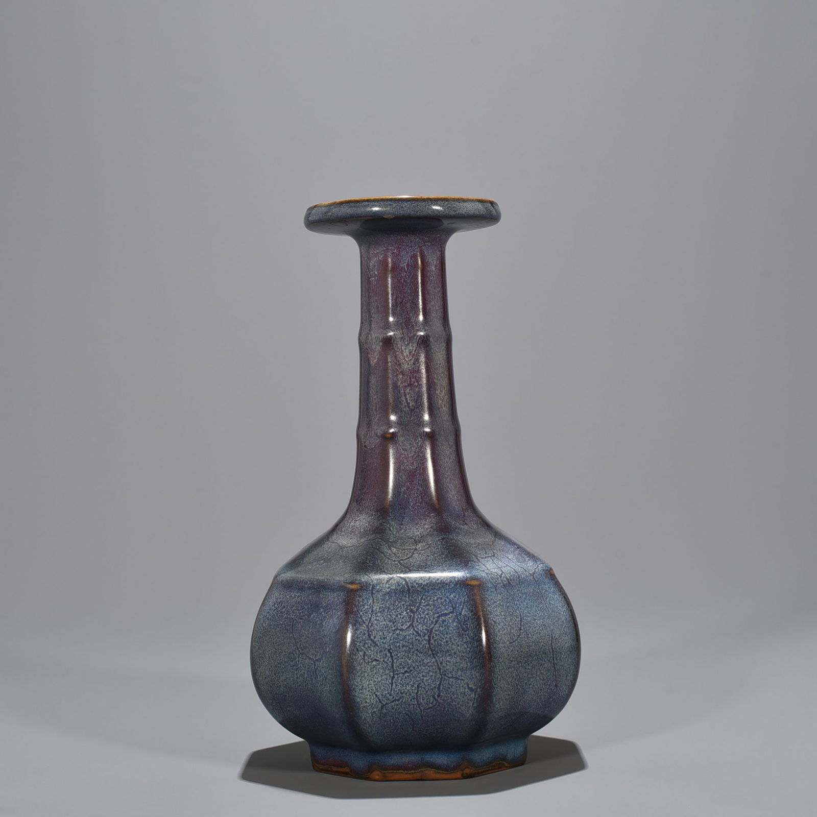 Song Dynasty Jun kiln rose purple glaze heavy and eight-way plate mouth vase (1 of 8)
