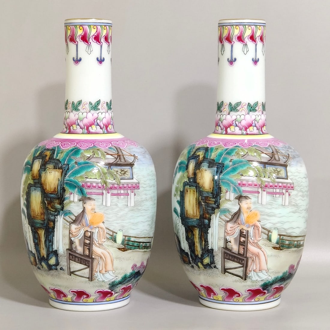 Chinese famille rose porcelain vase pair Qing dynasty Yongzheng Mark & Period (1 of 9)