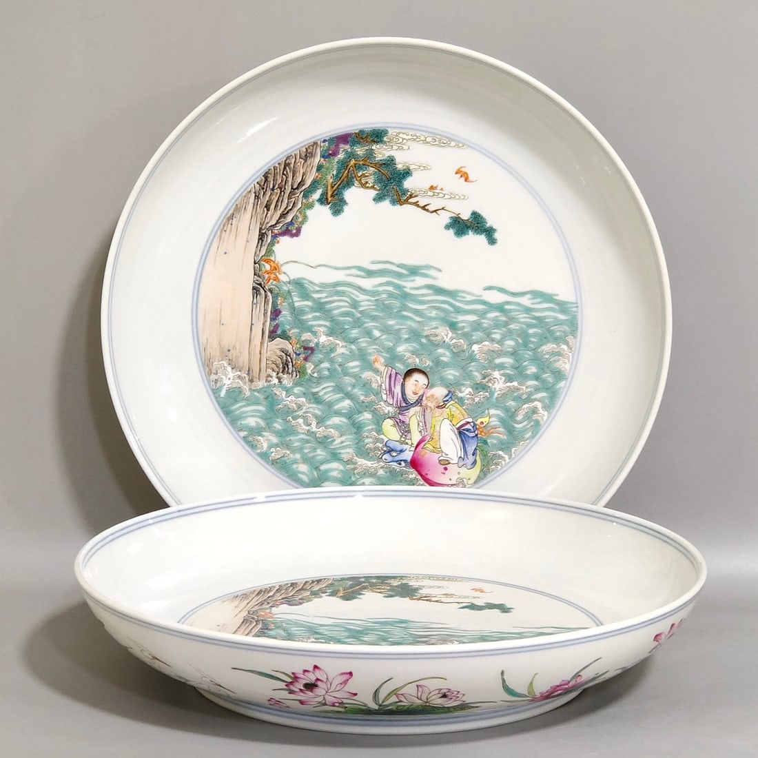 Chinese famille rose porcelain plate pair Qing dynasty Yongzheng Mark & Period (1 of 9)