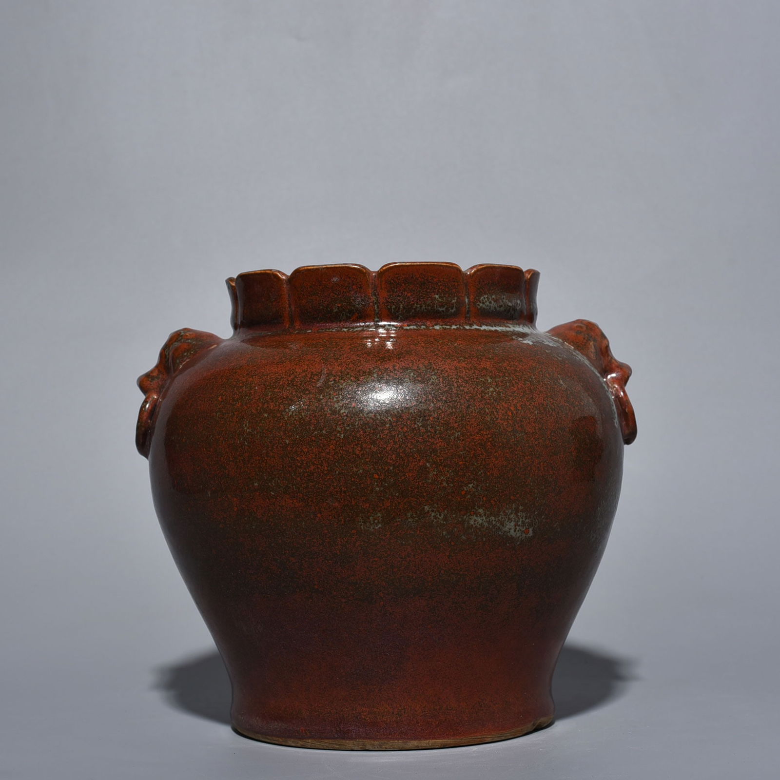 Chinese Purple gold glazed animal ear jar Qianlong period Qing Dynasty: Size: Height 20 cm - Width 20 cm Materials: Porcelain Time Period: Qing dynasty Manufactured Date: Qianlong Mark & Period Object: Chinese Antique ⛨ Purchase With Confidence ✔ Verifi