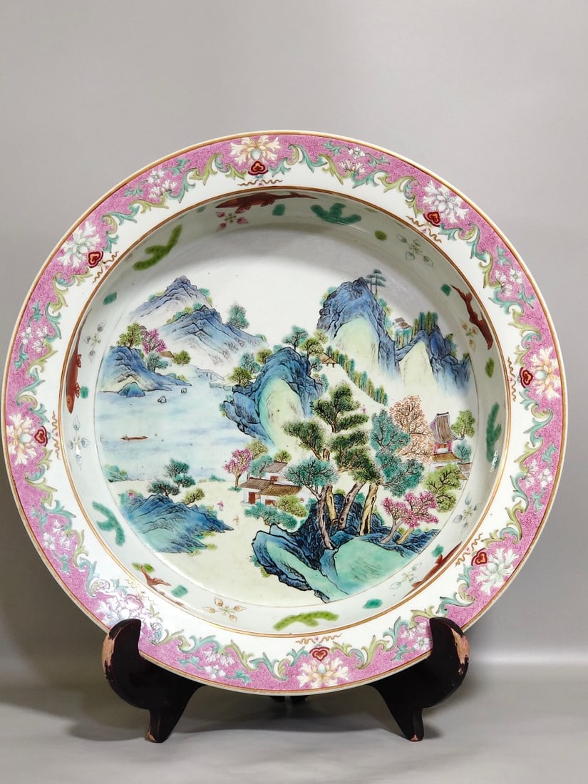 Chinese famille rose porcelain washer Qing dynasty Yongzheng Mark & Period: Size: Width 38.5 cm - Height 9 cm Materials: Porcelain Time Period: Qing dynasty Manufactured Date: Yongzheng Mark & Period Object: Chinese Antique ⛨ Purchase With Confidence ✔ Veri