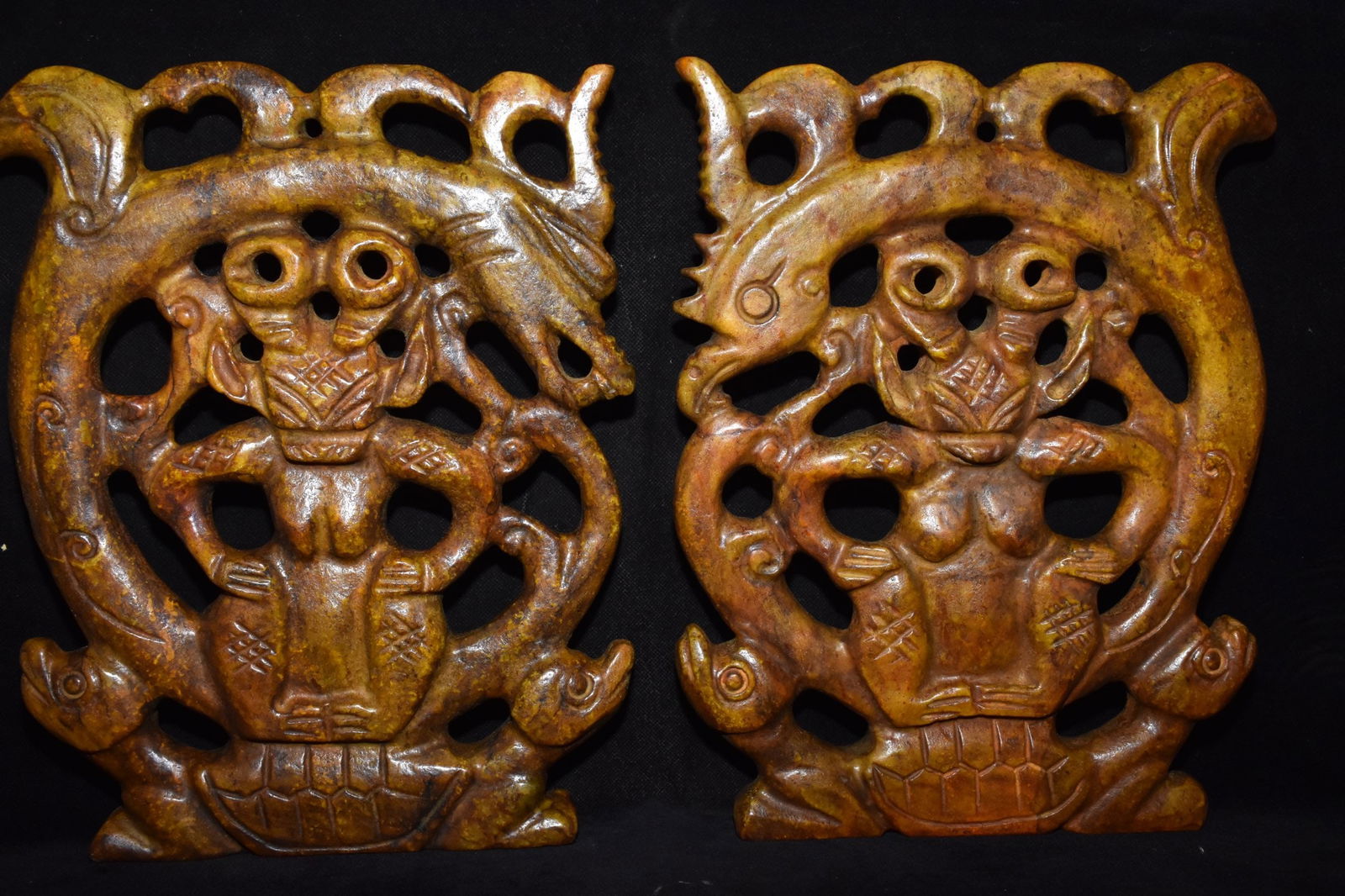Chinese Hongshan culture jade carved ornaments pair (1 of 10)
