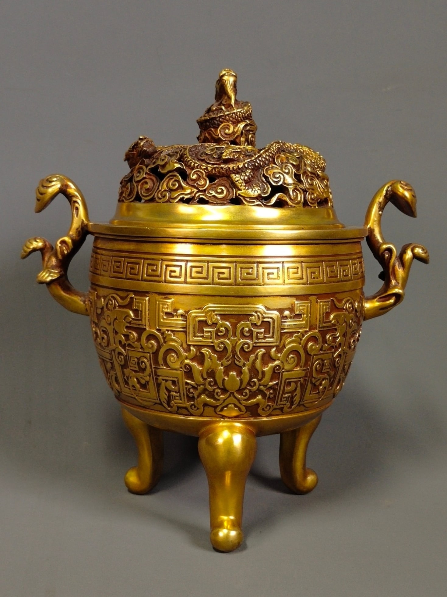 Chinese gilt bronze incense burner Ming dynasty Xuande Mark & Period (1 of 9)