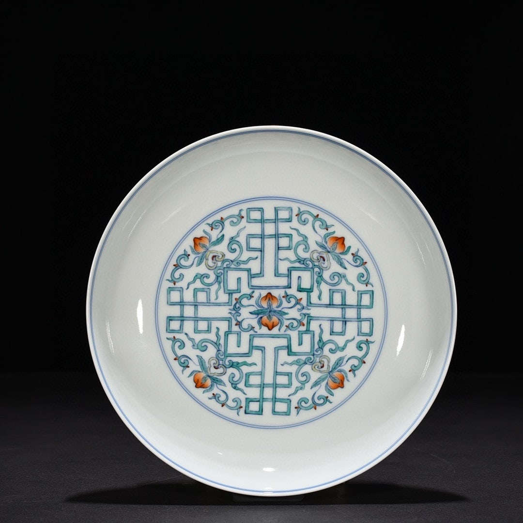 Qing Dynasty Yongzheng Doucai Fushou Long Dish (1 of 6)