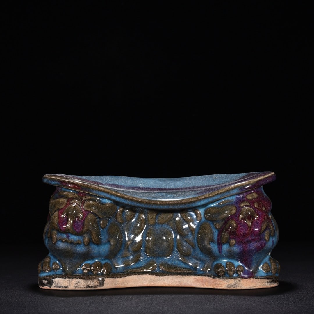 Song Dynasty Jun kiln rose purple glaze lion pillow: Size: Width 24 cm - Height 11 cm Materials: Porcelain Time Period: Song dynasty Manufactured Date: 10th-c Period Object: Chinese Antique ⛨ Purchase With Confidence ✔ Verified Auctio