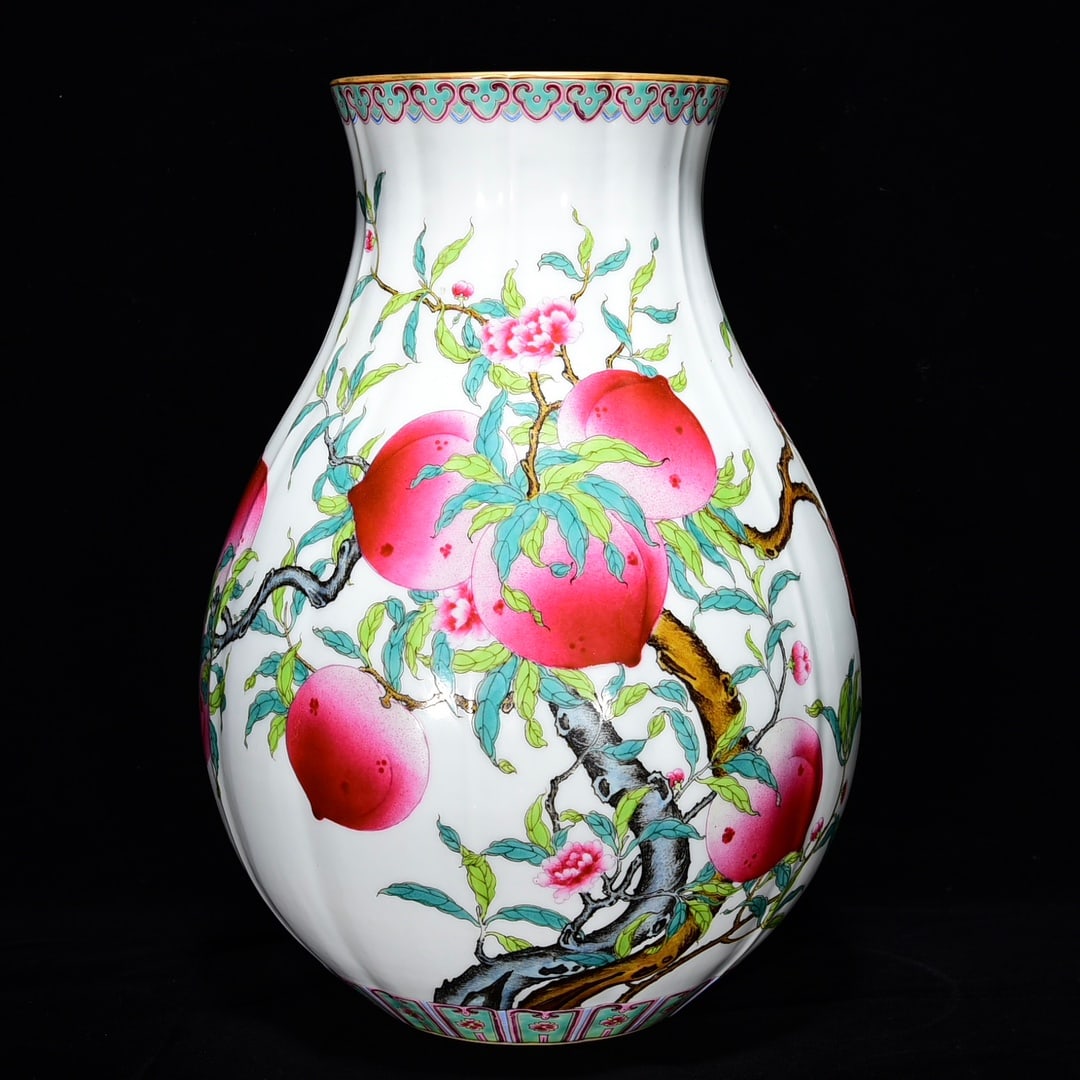 Qing Dynasty Qianlong Pastel Longevity and Wealth Melon Porcelain Ling Zun: Size: Height 31 cm - Width 21 cm Materials: Porcelain Time Period: Qing dynasty Manufactured Date: Qianlong Mark & Period Object: Chinese Antique ⛨ Purchase With Confidence ✔ Verifi