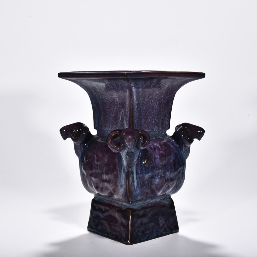 Song Dynasty Jun kiln rose purple glaze four-goat square statue: Size: Height 24.5 cm - Width 16.5 cm Materials: Porcelain Time Period: Song dynasty Manufactured Date: 10th-c Object: Chinese Antique ⛨ Purchase With Confidence ✔ Verified Auction H