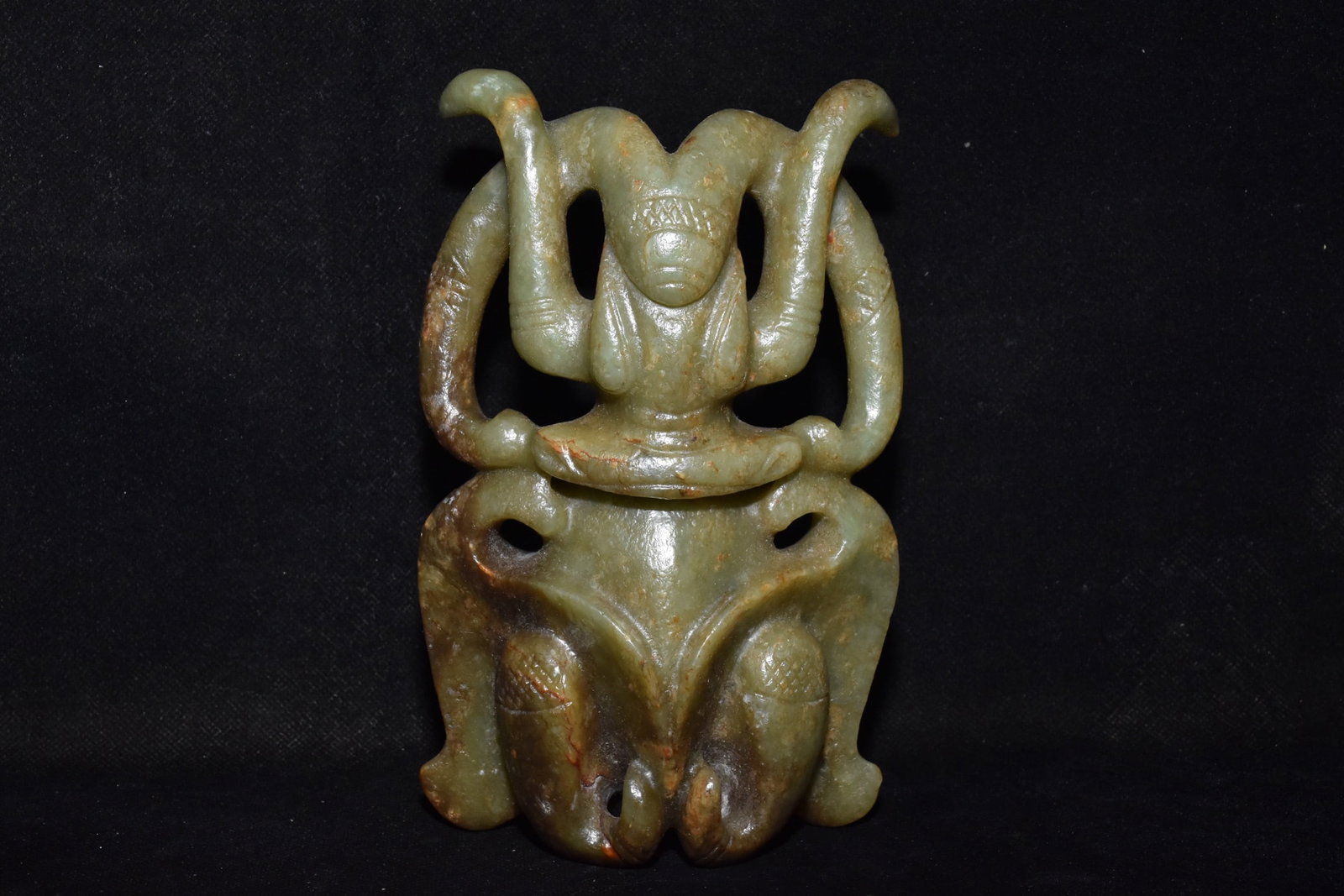 Chinese Hongshan culture jade carved ornaments: Size: Height 17.9 cm - Width 11.5 cm Materials: Natural Jade Time Period: Hongshan Culture Manufactured Date: 3000-BC Object: Chinese Antique ⛨ Purchase With Confidence ✔ Verified A