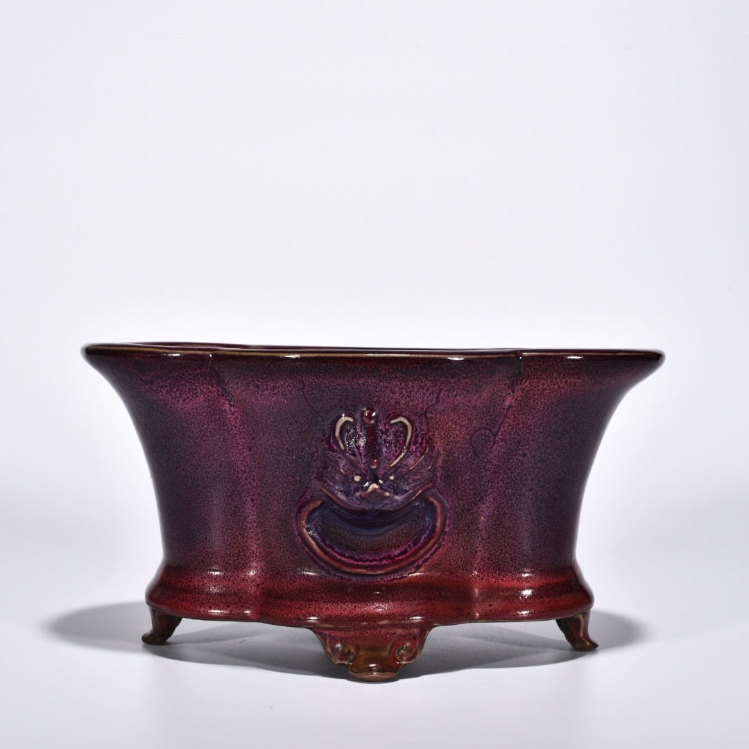 Song Dynasty Jun kiln rose red glaze crabapple-style animal ear flowerpot: Size: Width 25 cm - Height 12.6 cm Materials: Porcelain Time Period: Song dynasty Manufactured Date: 10th-c Period Object: Chinese Antique ⛨ Purchase With Confidence ✔ Verified Auct