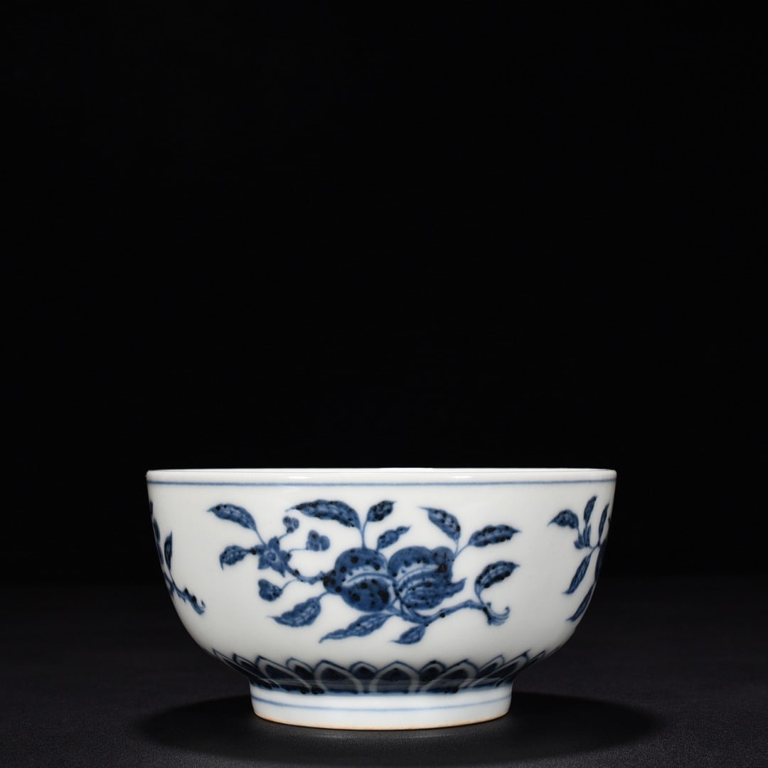 Ming Dynasty Xuande blue and white folded branches flowers and fruits bowl: Size: Width 14 cm - Height 7 cm Materials: Porcelain Time Period: Ming dynasty Manufactured Date: Xuande Mark & Period Object: Chinese Antique ⛨ Purchase With Confidence ✔ Verified