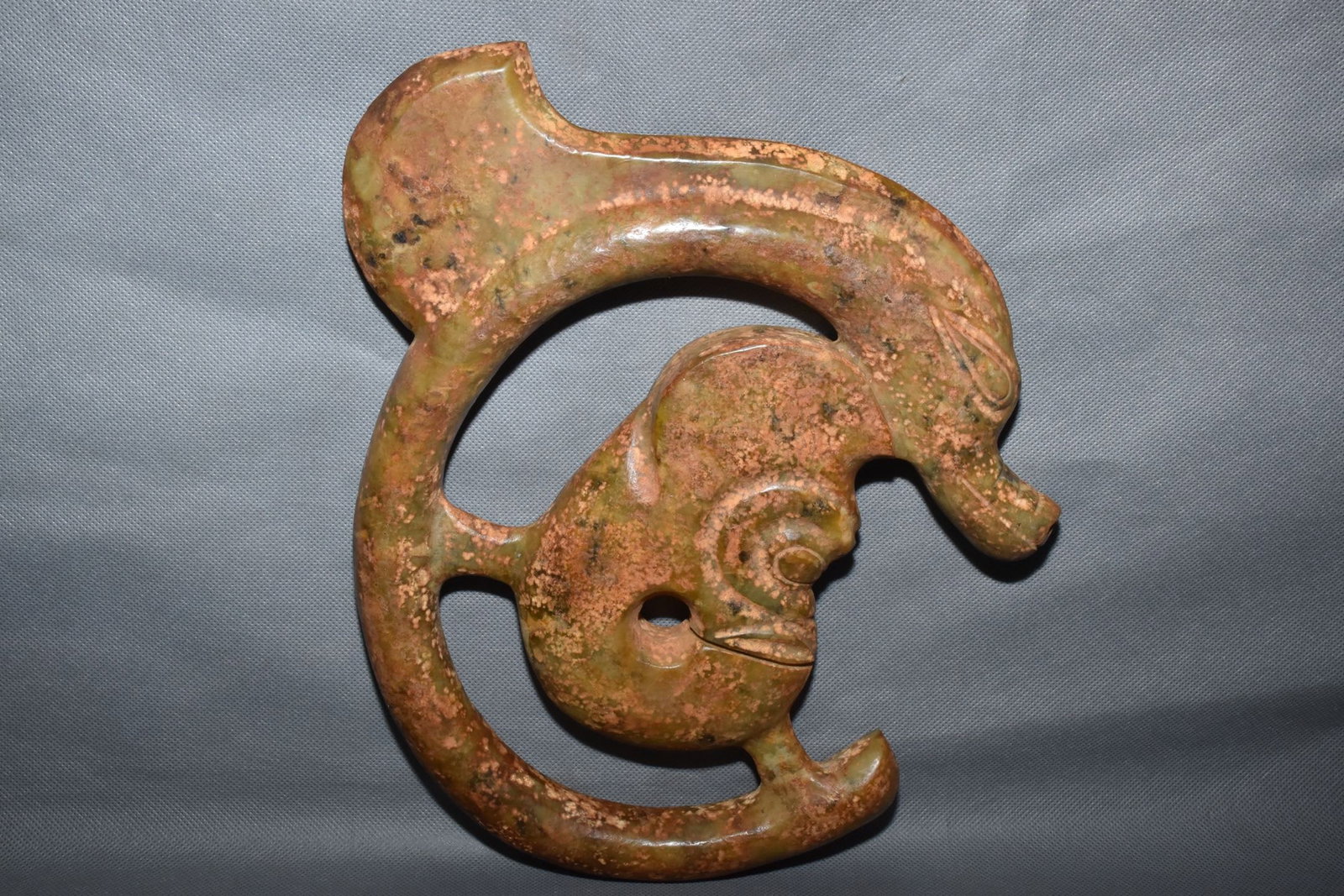 Chinese Hongshan culture jade carved ornaments: Size: Height 29.5 cm - Width 26 cm Materials: Natural Jade Time Period: Hongshan Culture Manufactured Date: 3000-BC Object: Chinese Antique ⛨ Purchase With Confidence ✔ Verified Auc