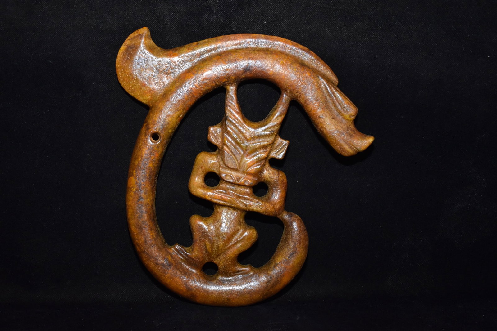 Chinese Hongshan culture jade carved ornaments: Size: Height 26.5 cm - Width 24.8 cm Materials: Natural Jade Time Period: Hongshan Culture Manufactured Date: 3000-BC Object: Chinese Antique ⛨ Purchase With Confidence ✔ Verified A