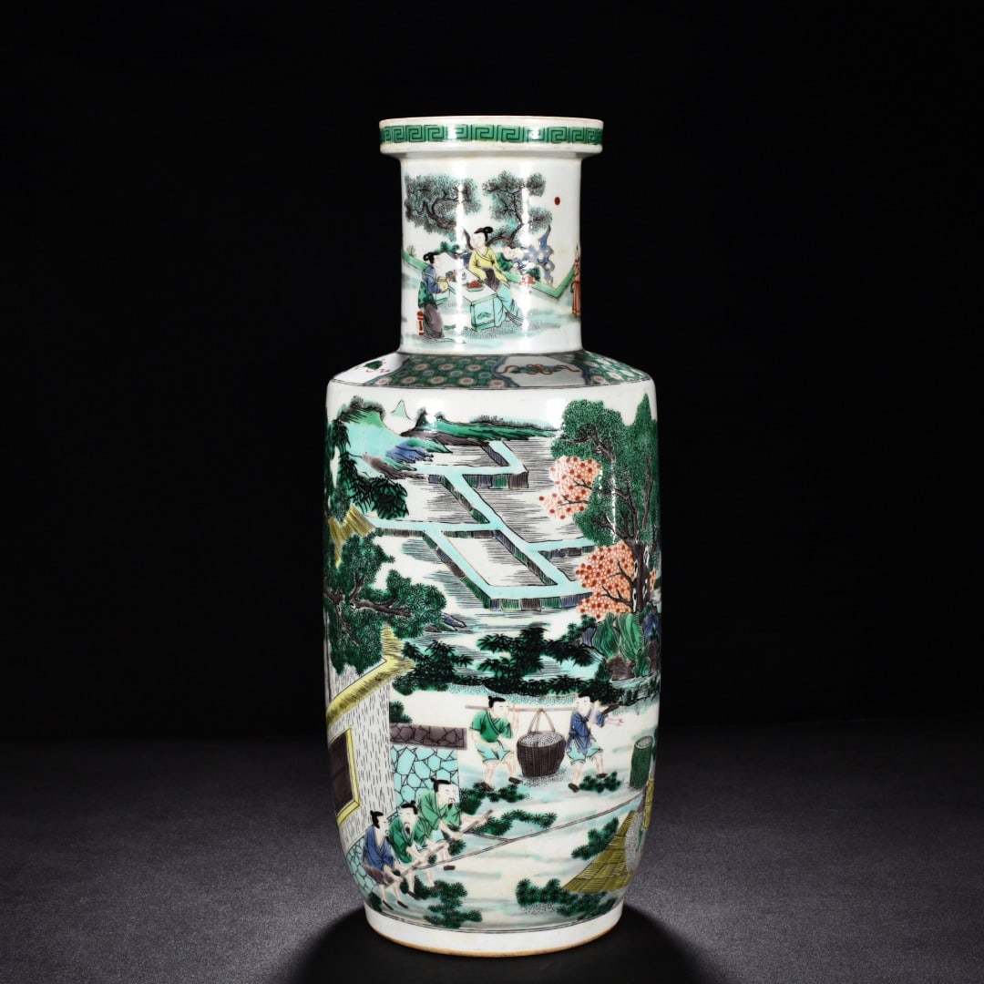 Chinese famille verte porcelain vase Qing dynasty Kangxi Mark & Period: Size: Height 48 cm - Width 17.5 cm Materials: Porcelain Time Period: Qing dynasty Manufactured Date: Kangxi Mark & Period Object: Chinese Antique ⛨ Purchase With Confidence ✔ Verifi