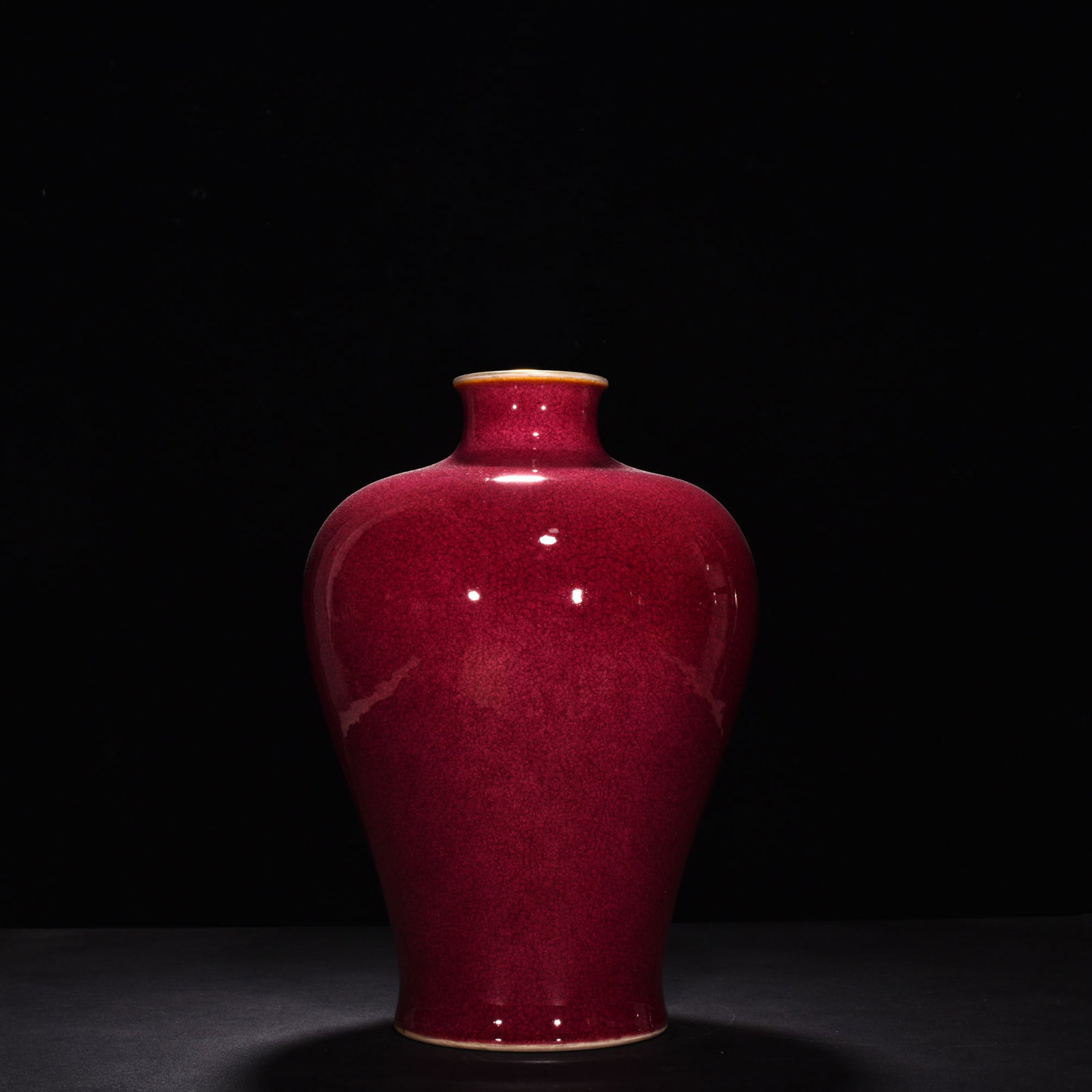 Qing Dynasty Yongzheng ruby red glaze ice cracked plum vase (1 of 9)