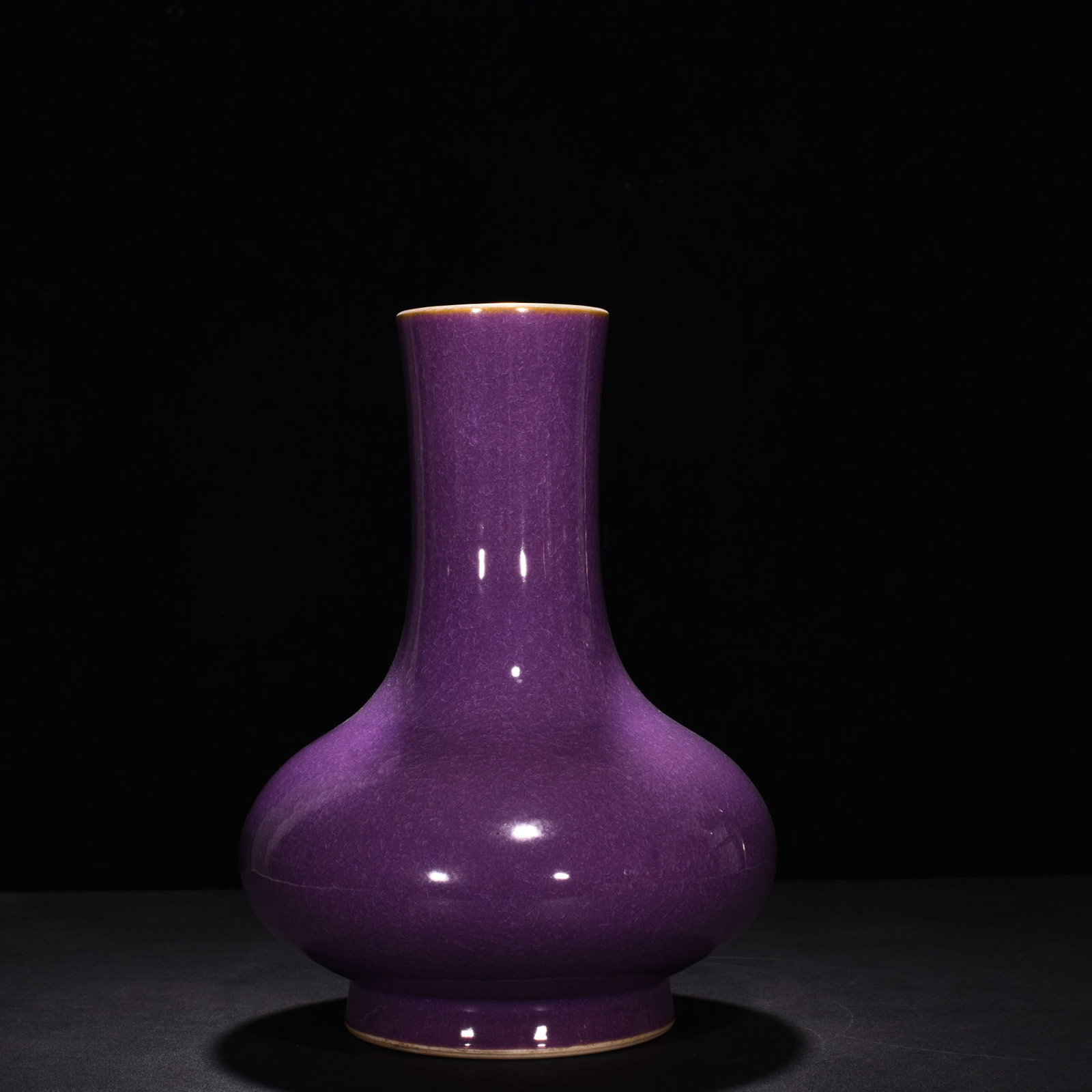 Qing Dynasty Yongzheng eggplant skin purple glaze ice cracked flat belly vase: Size: Height 32 cm - Width 19 cm Materials: Porcelain Time Period: Qing dynasty Manufactured Date: Yongzheng Mark & Period Object: Chinese Antique ⛨ Purchase With Confidence ✔ Verif