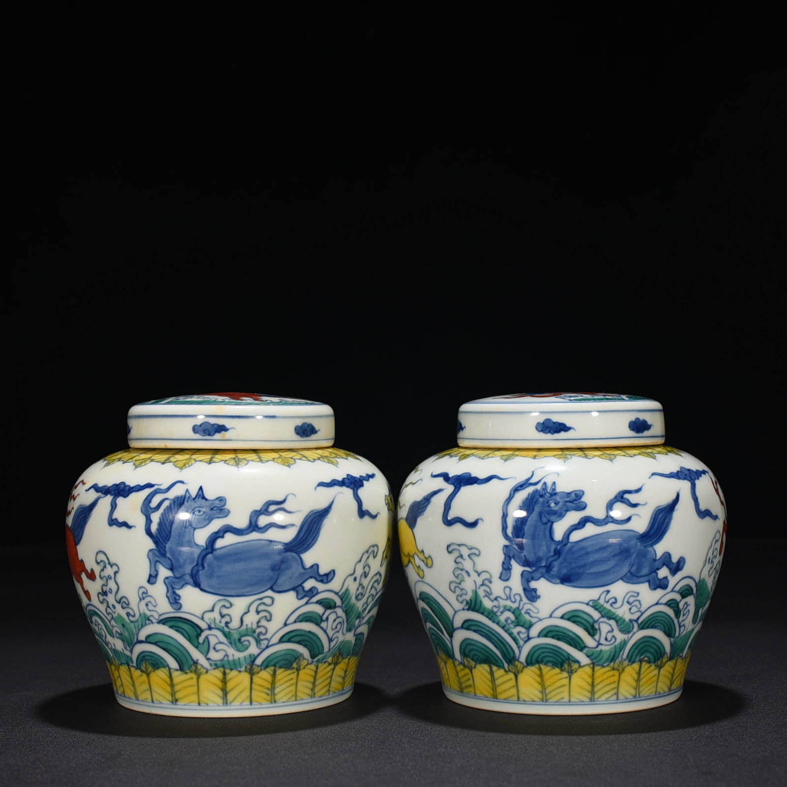 Chinese doucai porcelain jar pair Ming dynasty Chenghua Mark & Period: Size: Height 12 cm - Width 14 cm Materials: Porcelain Time Period: Ming dynasty Manufactured Date: Chenghua Mark & Period Object: Chinese Antique ⛨ Purchase With Confidence ✔ Verifi