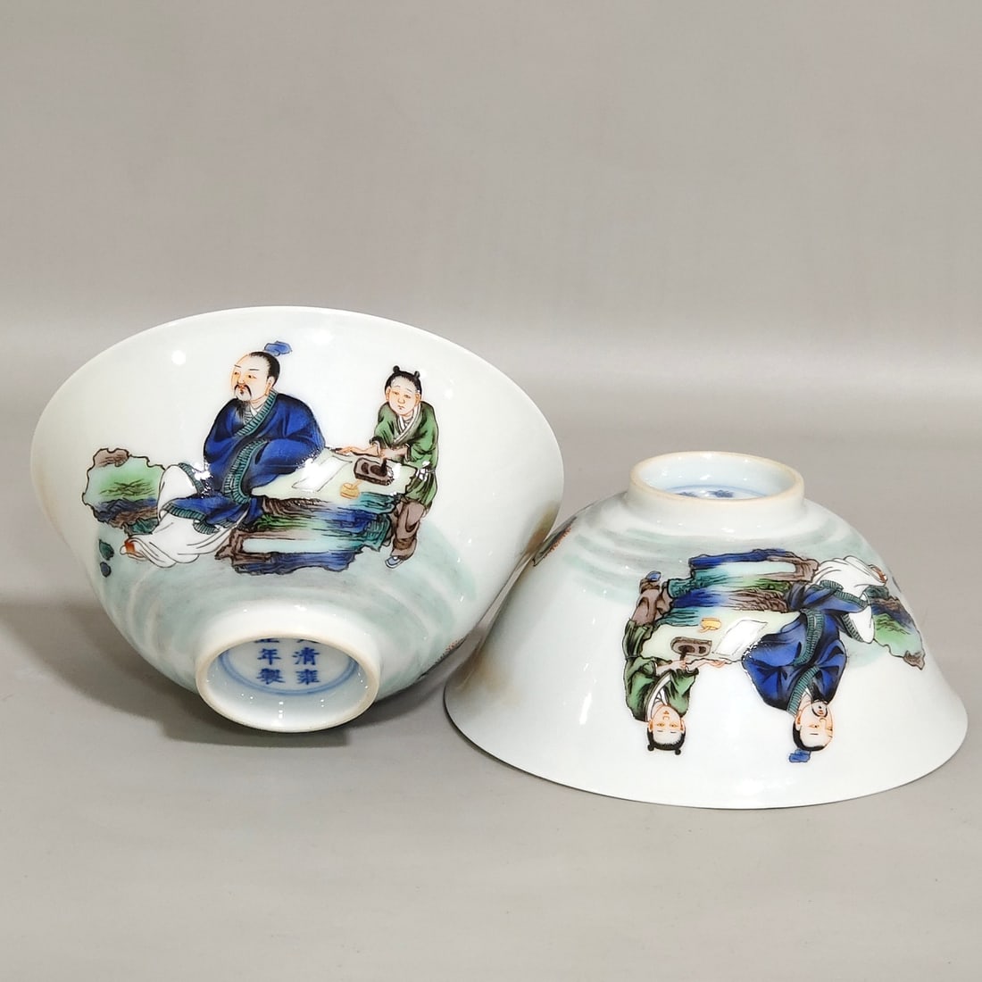 Qing Dynasty Yongzheng character story inside painted cup (1 of 9)