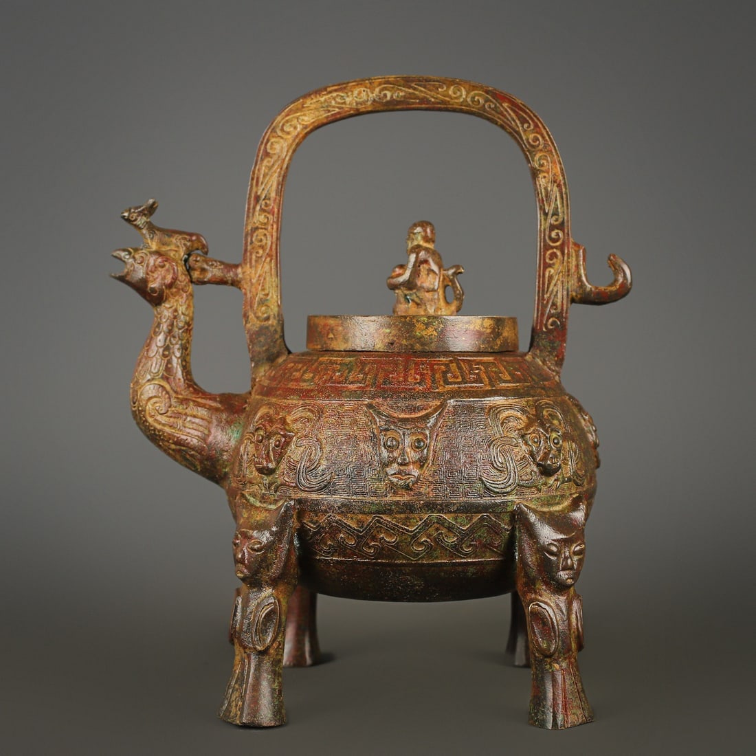 Zhou Dynasty Bronze Bird Lift Pot: Size: Height 26 cm - Width 21.5 cm Materials: Bronze Time Period: Zhou dynasty Manufactured Date: 1050-BC Period Object: Chinese Antique ⛨ Purchase With Confidence ✔ Verified Auctio