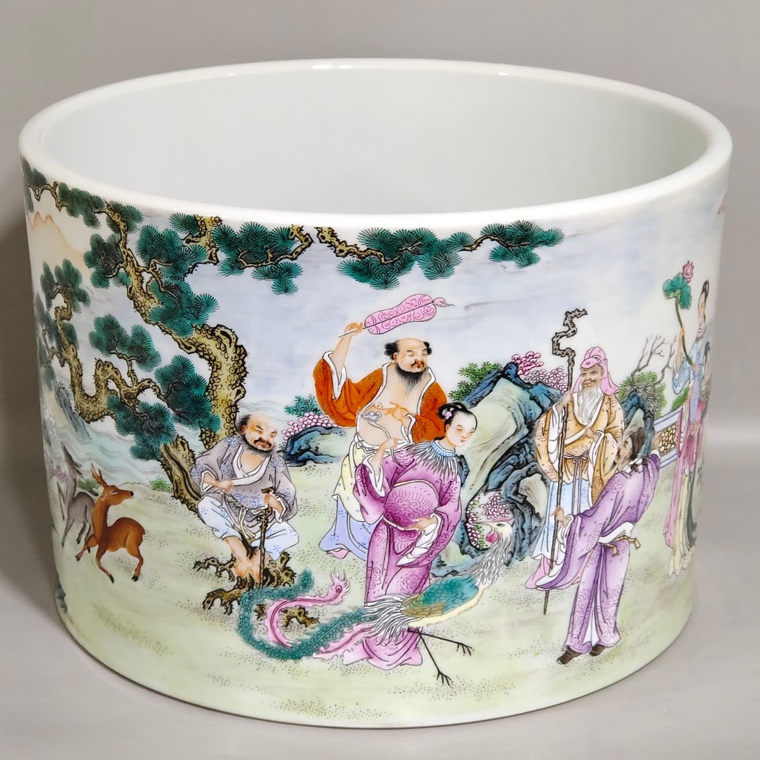 Qing Dynasty Yongzheng poems written by Eight Immortals crossing the sea large pen bucket (1 of 8)