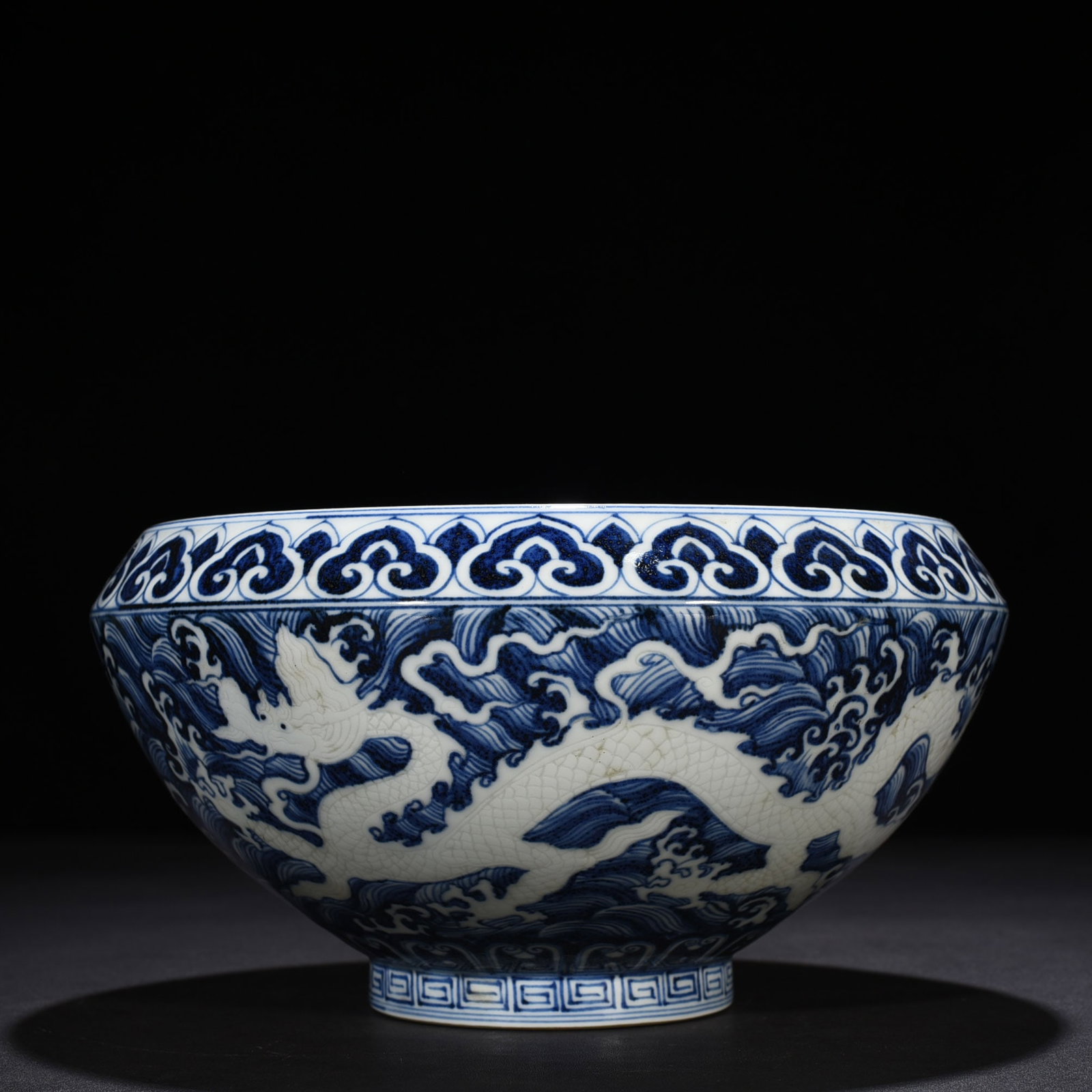Ming Dynasty xuande blue and white seawater white dragon pattern brush washer: Size: Width 25 cm - Height 14 cm Materials: Porcelain Time Period: Ming dynasty Manufactured Date: Xuande Mark & Period Object: Chinese Antique ⛨ Purchase With Confidence ✔ Verified