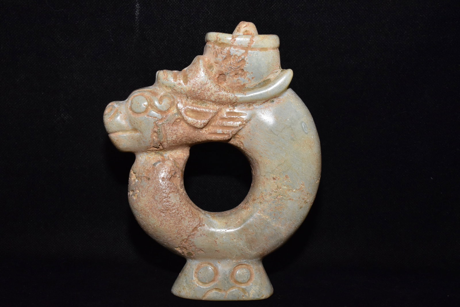 Chinese Hongshan culture jade carved ornaments: Size: Height 16.5 cm - Width 12.5 cm Materials: Natural Jade Time Period: Hongshan Culture Manufactured Date: 3000-BC Object: Chinese Antique ⛨ Purchase With Confidence ✔ Verified A