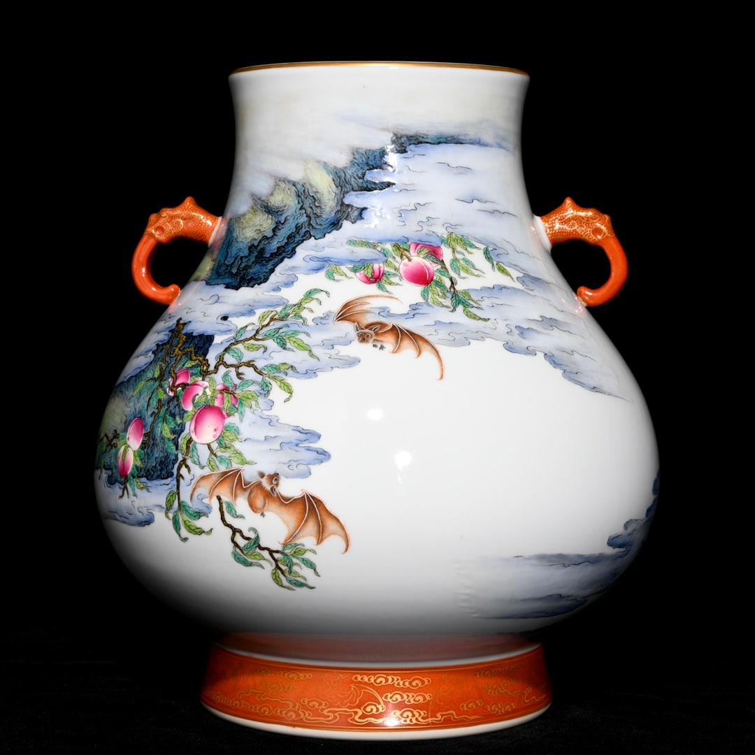 Qing Dynasty Yongzheng famille rose longevity elephant-shaped handles vase: Size: Height 27.5 cm - Width 26 cm Materials: Porcelain Time Period: Qing dynasty Manufactured Date: Yongzheng Mark & Period Object: Chinese Antique ⛨ Purchase With Confidence ✔ Ver