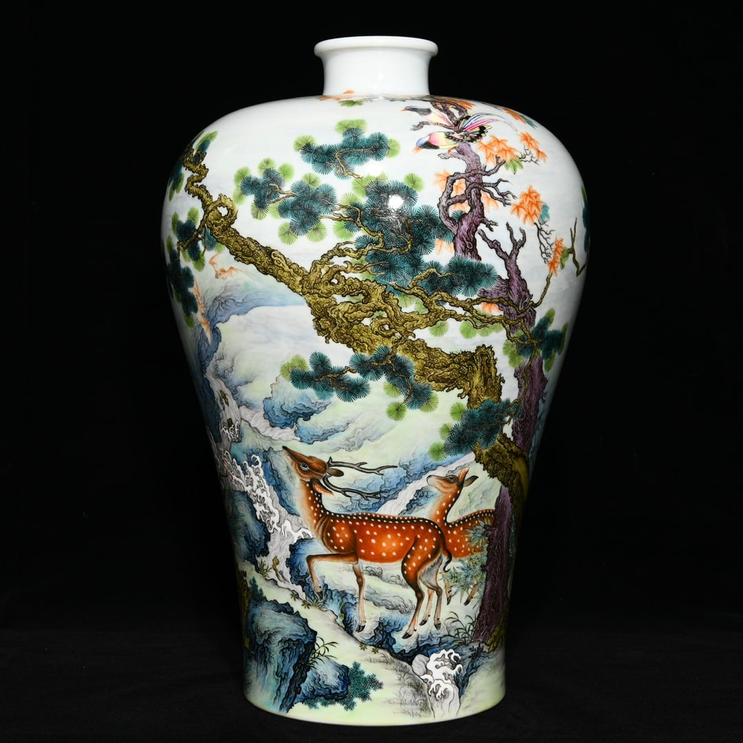 Qing Dynasty Yongzheng Pastel blessing wealth and longevity patterns plum vase: Size: Height 37.5 cm - Width 24 cm Materials: Porcelain Time Period: Qing dynasty Manufactured Date: Yongzheng Mark & Period Object: Chinese Antique ⛨ Purchase With Confidence ✔ Ver