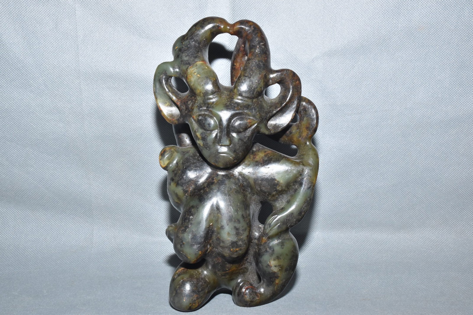 Chinese Hongshan culture jade carved ornaments: Size: Height 21.5 cm - Width 11 cm Materials: Natural Jade Time Period: Hongshan Culture Manufactured Date: 3000-BC Object: Chinese Antique ⛨ Purchase With Confidence ✔ Verified Auc