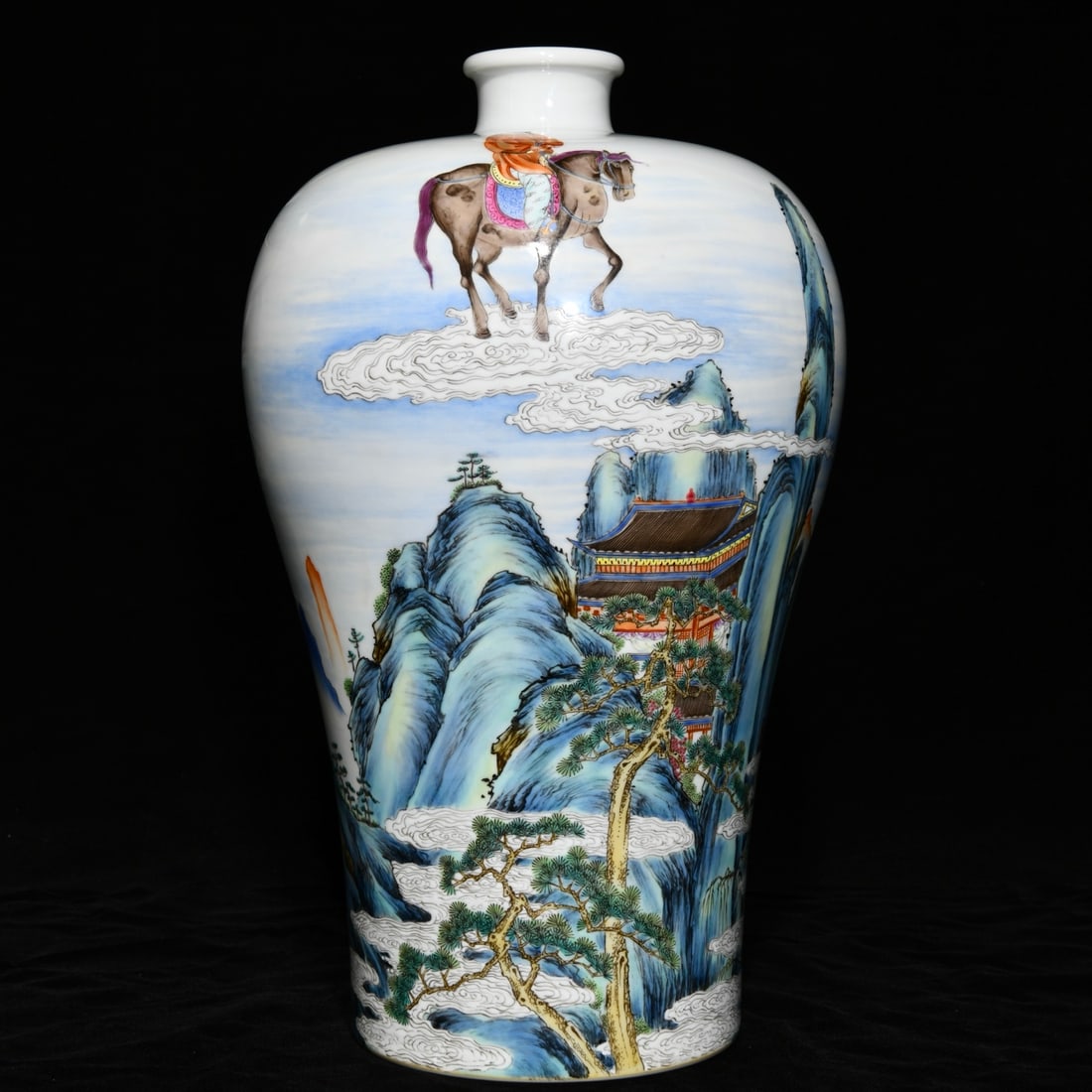 Qing Dynasty Yongzheng famille rose depicting Emperor Gaozong's travels in the clouds vase: Size: Height 37.5 cm - Width 22.5 cm Materials: Porcelain Time Period: Qing dynasty Manufactured Date: Yongzheng Mark & Period Object: Chinese Antique ⛨ Purchase With Confidence ✔ V