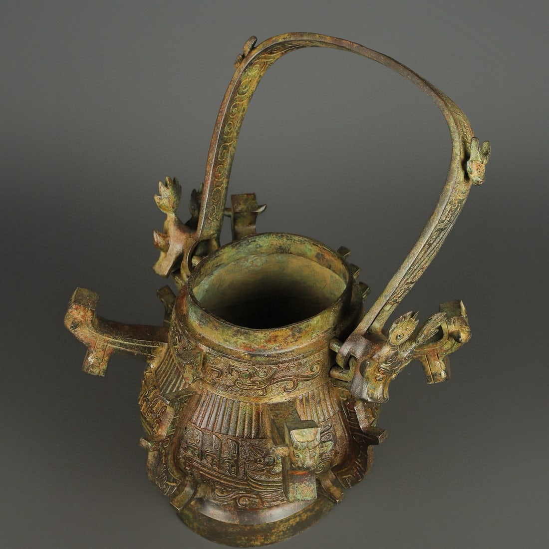 Zhou Dynasty Bronze square seated full-frame teapot - 7