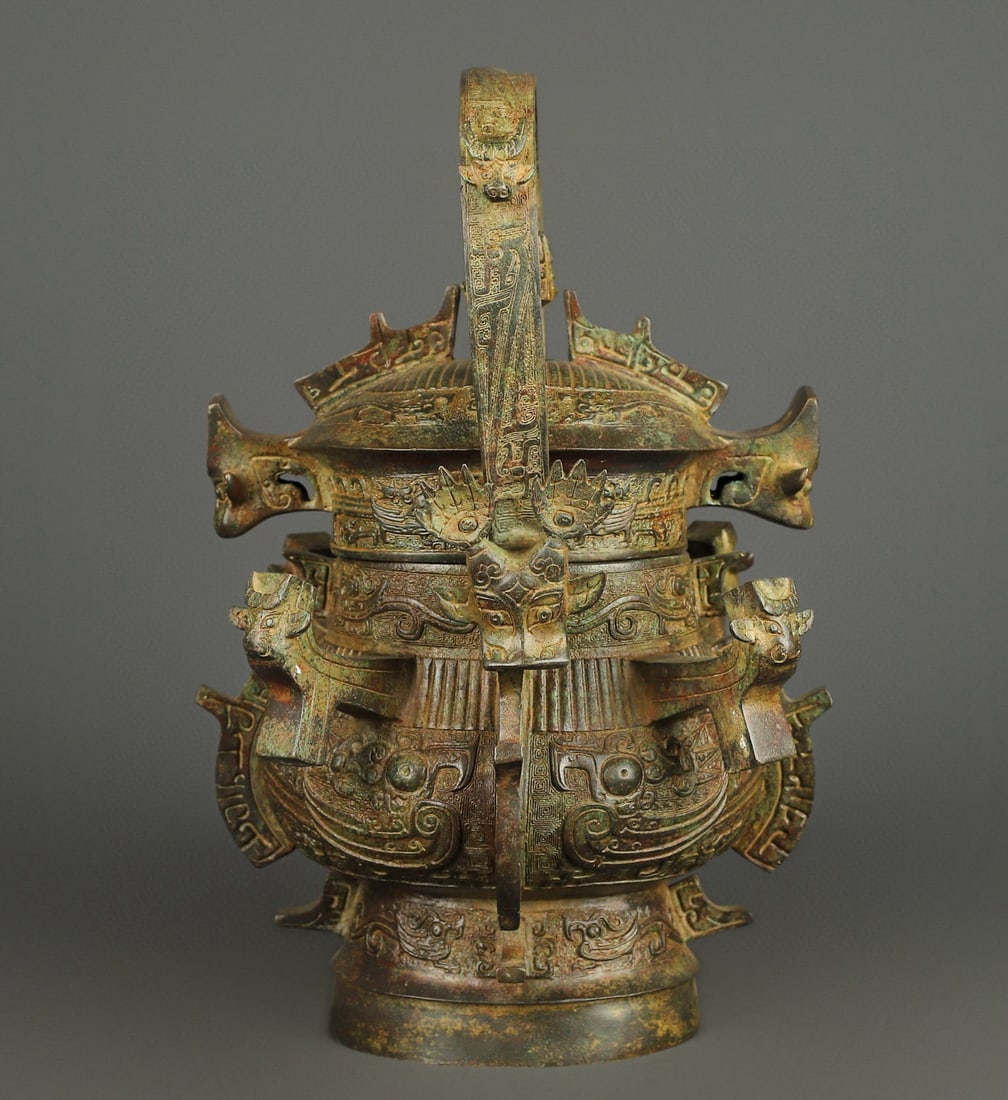 Zhou Dynasty Bronze square seated full-frame teapot - 8