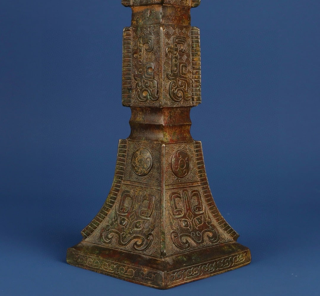 Zhou Dynasty Bronze square flower goblet - 6
