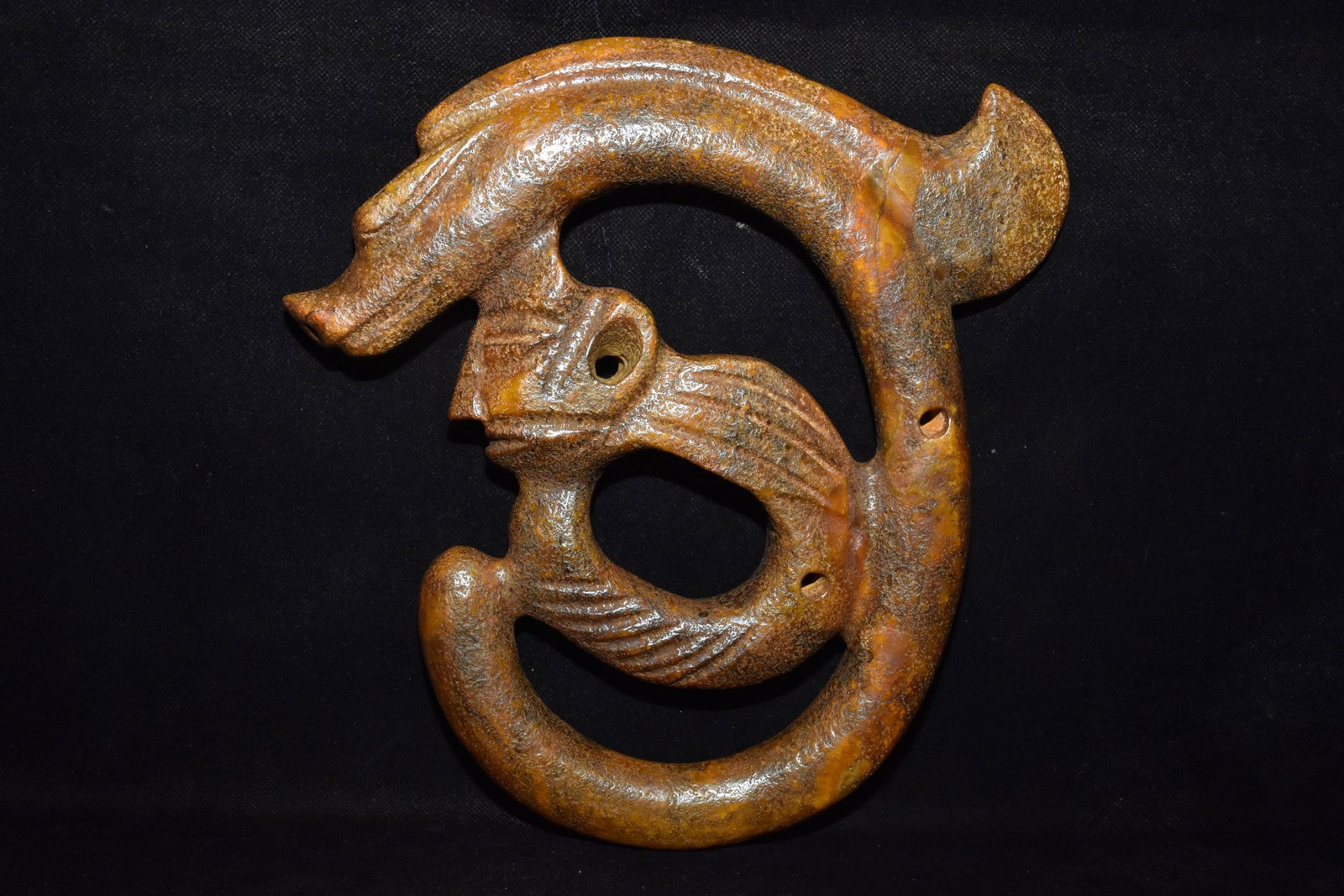 Chinese Hongshan culture jade carved ornaments: Size: Height 25 cm - Width 24 cm Materials: Natural Jade Time Period:Hongshan Culture Manufactured Date: 3000-BC Object: Chinese Antique ⛨ Purchase With Confidence ✔ Verified Auctio