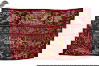 RED-GROUND SILK EMBROIDERED 'FIGURAL' HANGING PANEL