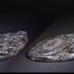 DUAN STONE 'CLOUD' INKSTONE: Luo Qi autograph Dimension: Length: 30.4cm, Width: 6.3cm, Height: 5.9cm Weight: 3.3kg Property from a private collection. Please contact the specialist department to request further information or add