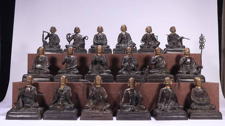 BRONZE FIGURES OF EIGHTEEN ARHATS