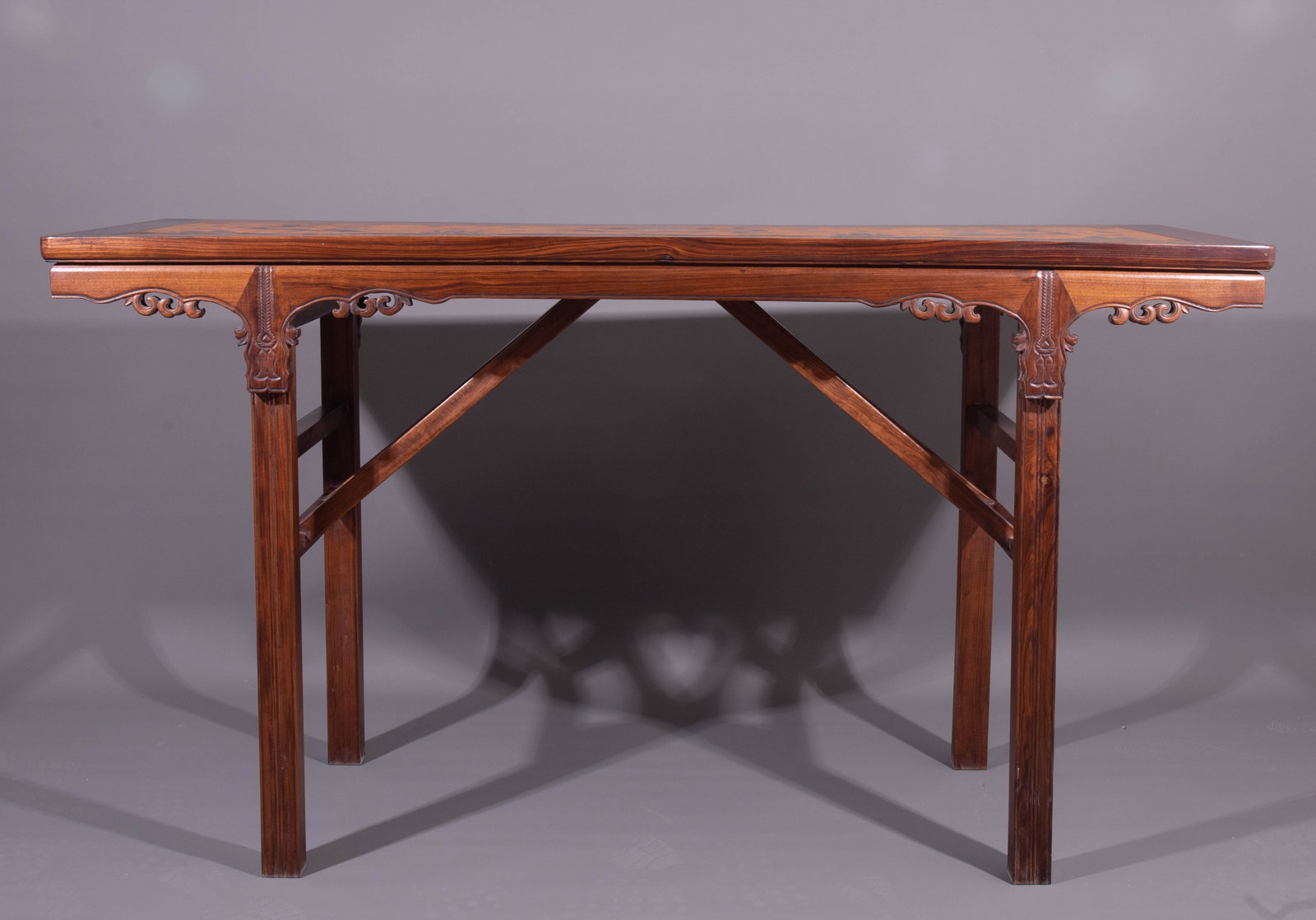 A long march table carved with bright yellow rosewood and filled with dragon patterns: Height: 82cm, Width: 50cm, Length: 150cm