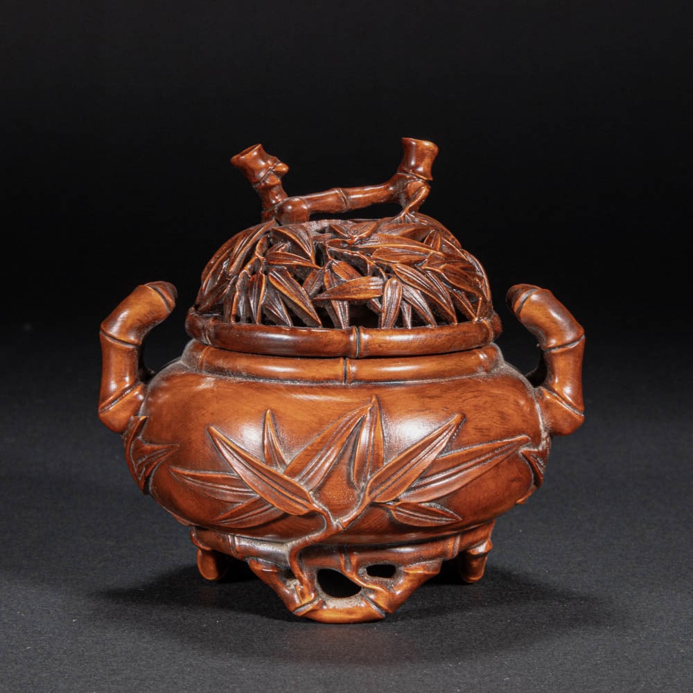 An old collection of Huangyang wood-carved incense burner (1 of 8)