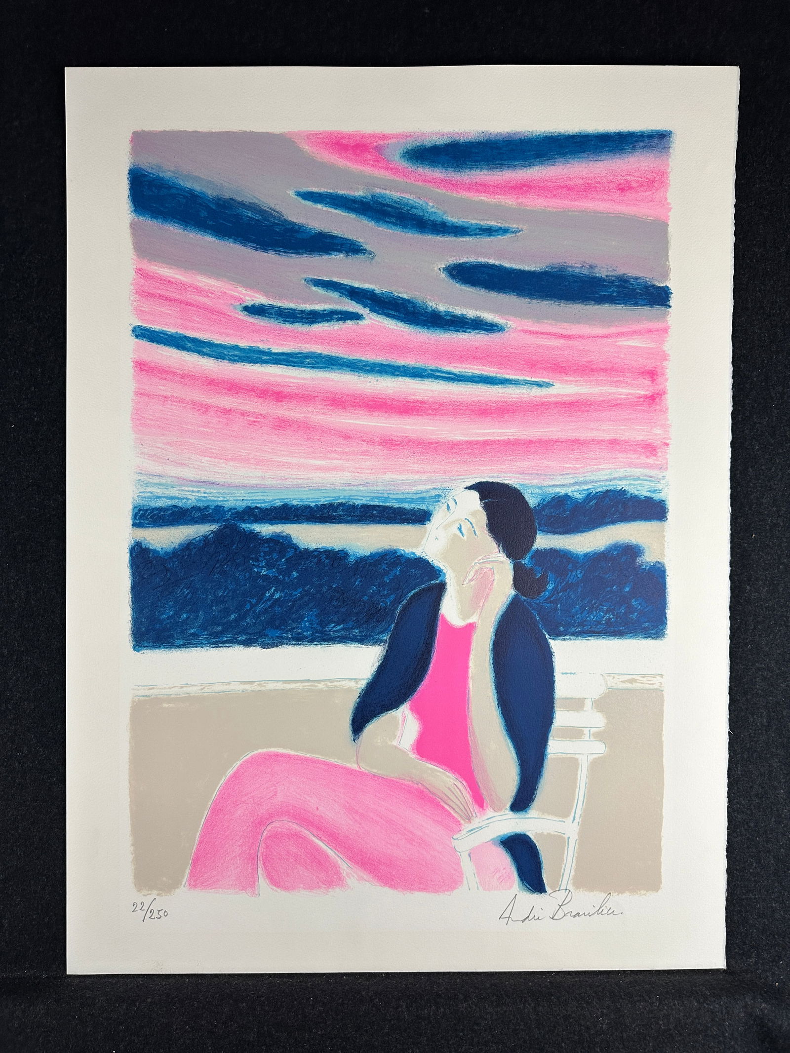 Andre Brasilier, original lithograph, pencil signed: Artist: Andre Brasilier (French, 1929-) Title: Ma Muse Year: 1991 Medium: original lithograph Image Size: 25.3 x 18.0 inches Sheet Size: 29.8 x 22.0 inches Catalog reference: n/a<