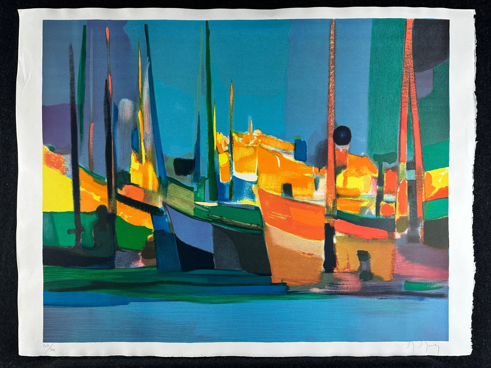 Marcel Mouly, pencil signed original lithograph: Artist: Marcel Mouly (French, 1918-2008) Title: assaouira Year: ca.1985 Medium: original lithograph Image Size: 22.1 x 28.0 inches Sheet Size: 23.9 x 31.3 inches Catalog reference: </