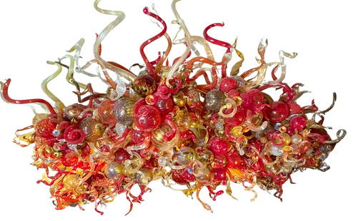 Chihuly Blown Glass Sculpture: Blown glass artwork. Packaged in several office boxes, each piece is bubble wrapped.Artist: Dale Chihuly (American, b.1941) Title: Mirage Chandelier Ceiling Medium: Multi-piece Blown Glass (600+ piece