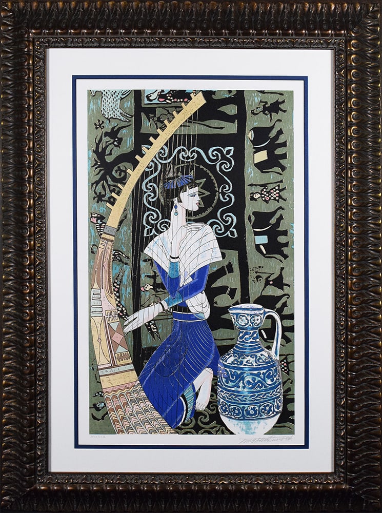 Ting Shao Kuang “Harp” Serigraph: Ting Shao Kuang (1939, Chengdu, China) “Harp” Serigraph, 1999Image size is 31” height by 18” wide (78.74 cm x 45.72 cm). Signed on the lower right corner and numbered on the left s