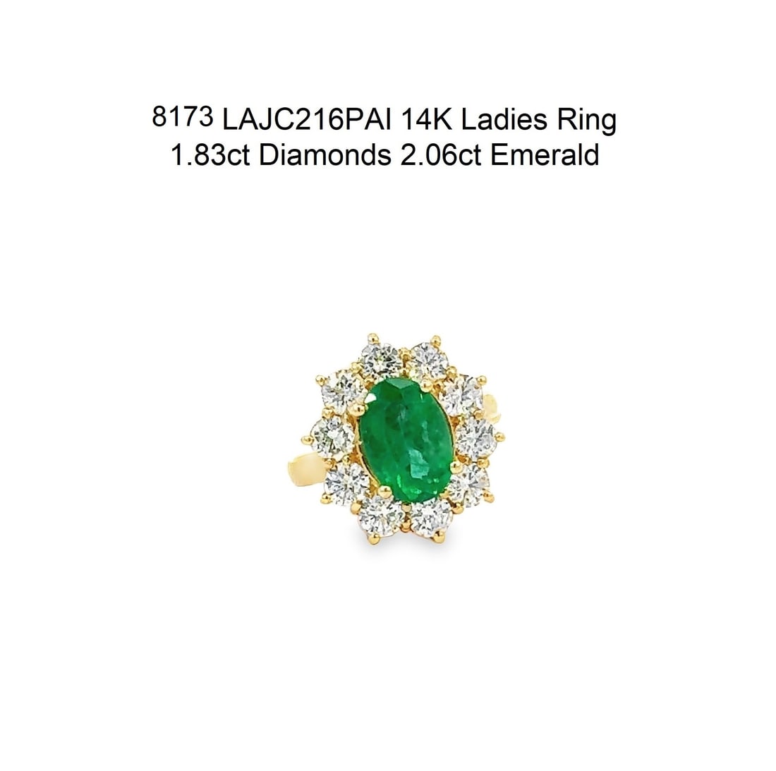 14K Ladies Ring 1.83ct Diamonds 2.06ct Emerald (1 of 5)