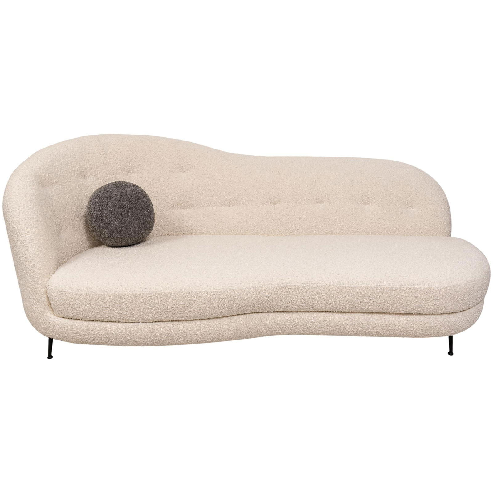 Luxurious Settee Sofa Upholstered in Indigenous Blanc Boucle With Ball Form Throw Pillow (1 of 10)