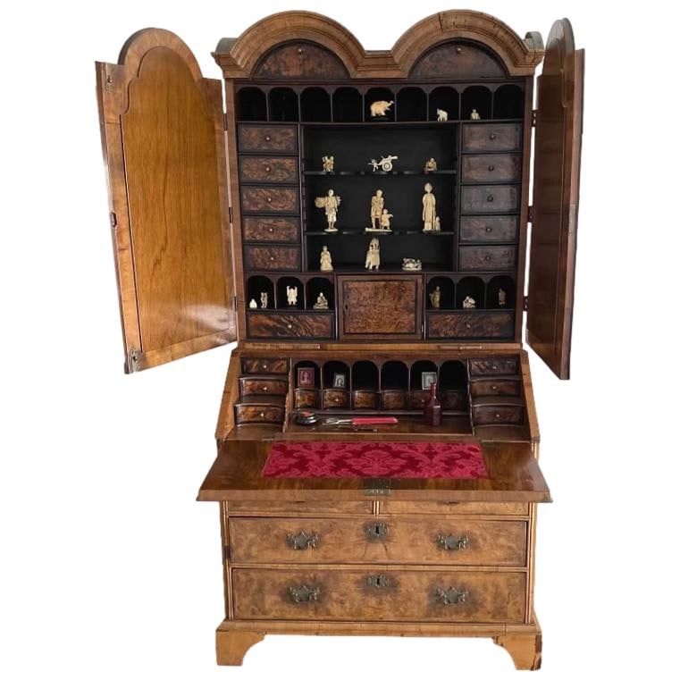 Antique Circa 1710 Queen Anne Walnut and Mulberry Bureau Bookcase Secretary (1 of 20)