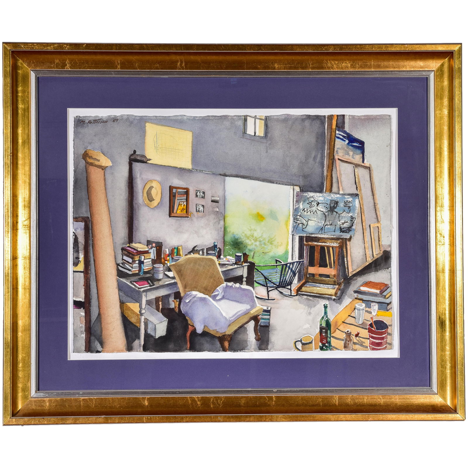 Signed Michael Patterson Watercolor Painting Titled "Paton Miller's Studio" (1 of 13)