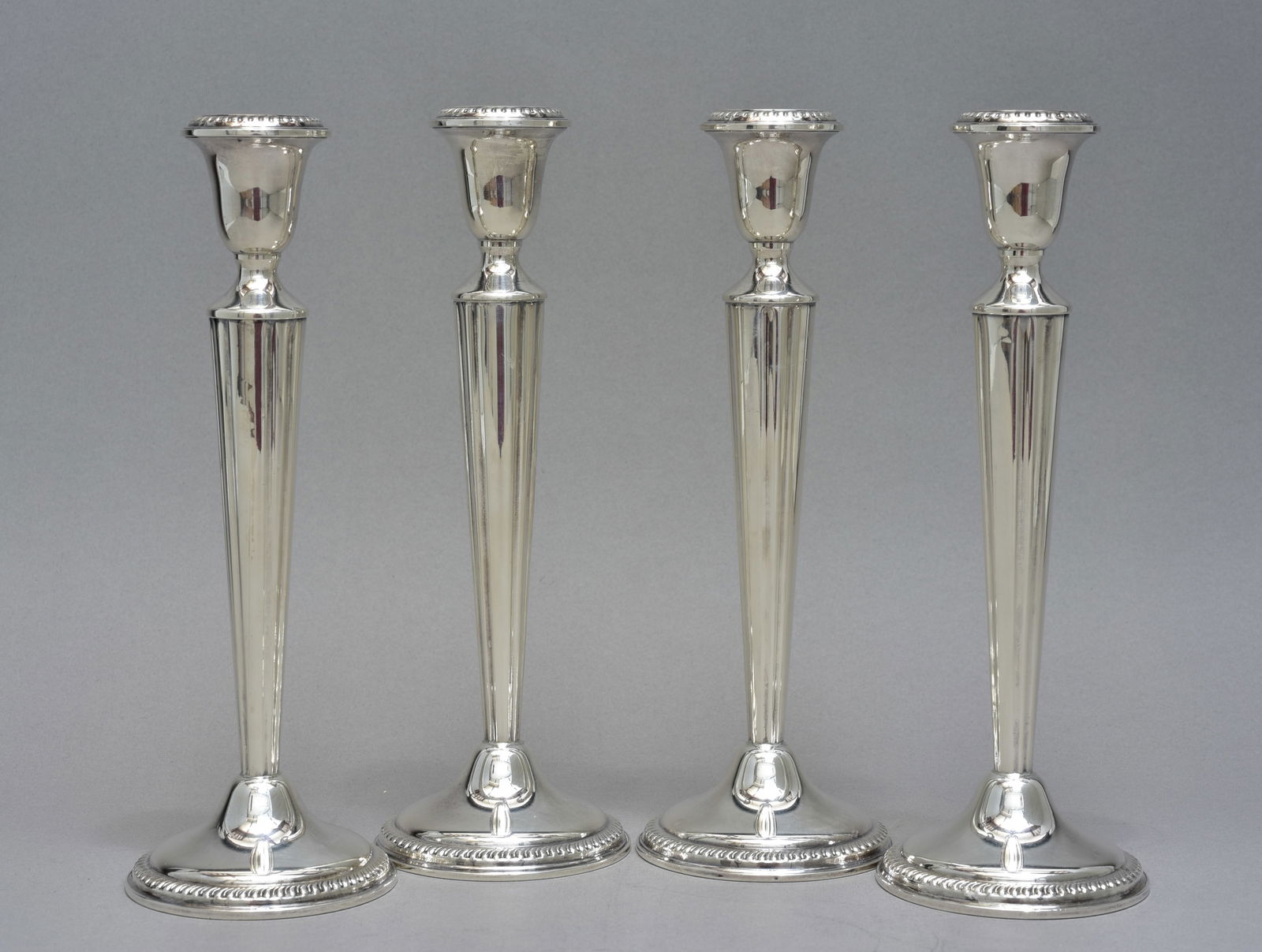 Set of Four J.E. Caldwell & Co. English Sterling Silver Weighted Candlestick Holders (1 of 7)